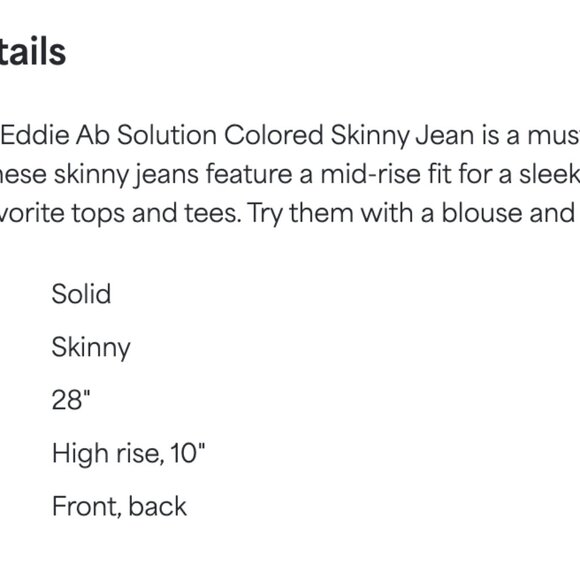 Democracy Ab Solution Teal Green Eddie Skinny Jean Size 4 - Picture 6 of 6